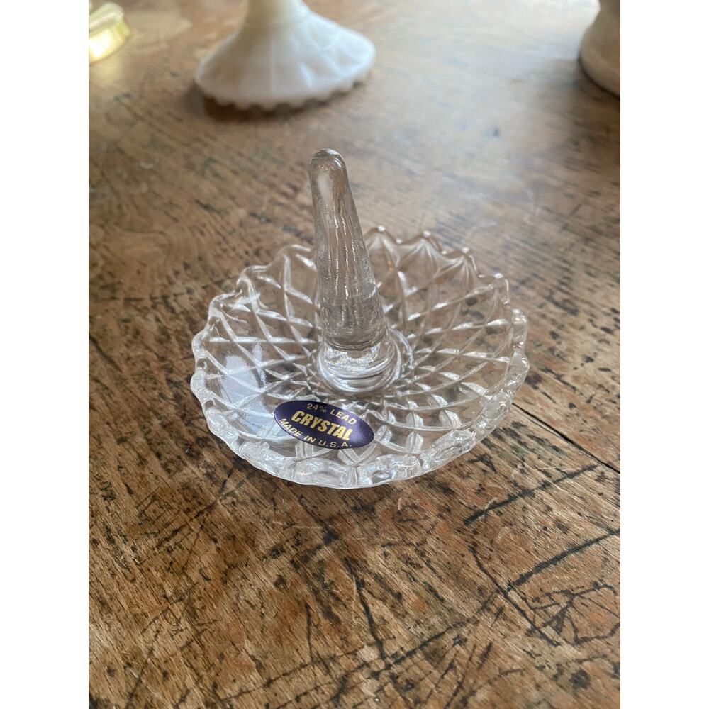 Vintage Cut Lead Crystal Ring Holder Dish, 1980’s New with tag